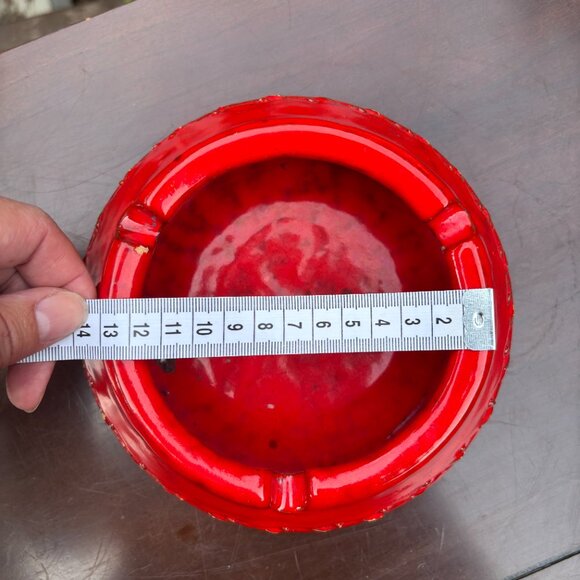 Vintage Bitossi Red Glazed Ceramic Ashtray Italian Mid Century Modern Pottery - Picture 11 of 14